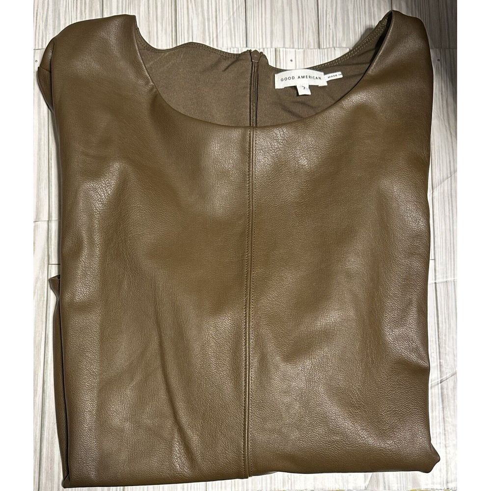 Good American‎ Faux Leather Body Suit Size 7(4x) Light Mocha GB0461 NWT